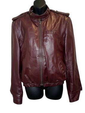 Women's Vintage Oxblood Genuine Leather Bomber Jacket
